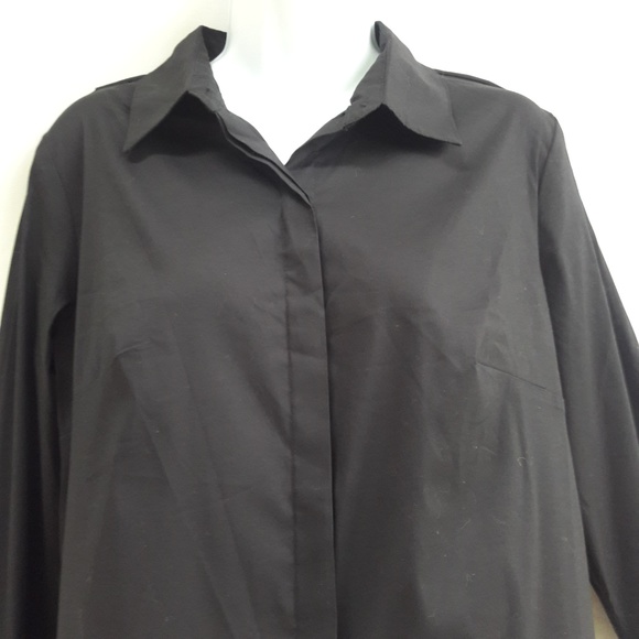 Bailey 44 Black Blouse Button Front Open Overlap Crossover Back White USA L - Picture 4 of 8